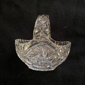 Vintage Lead Crystal Cut Glass Basket 5"